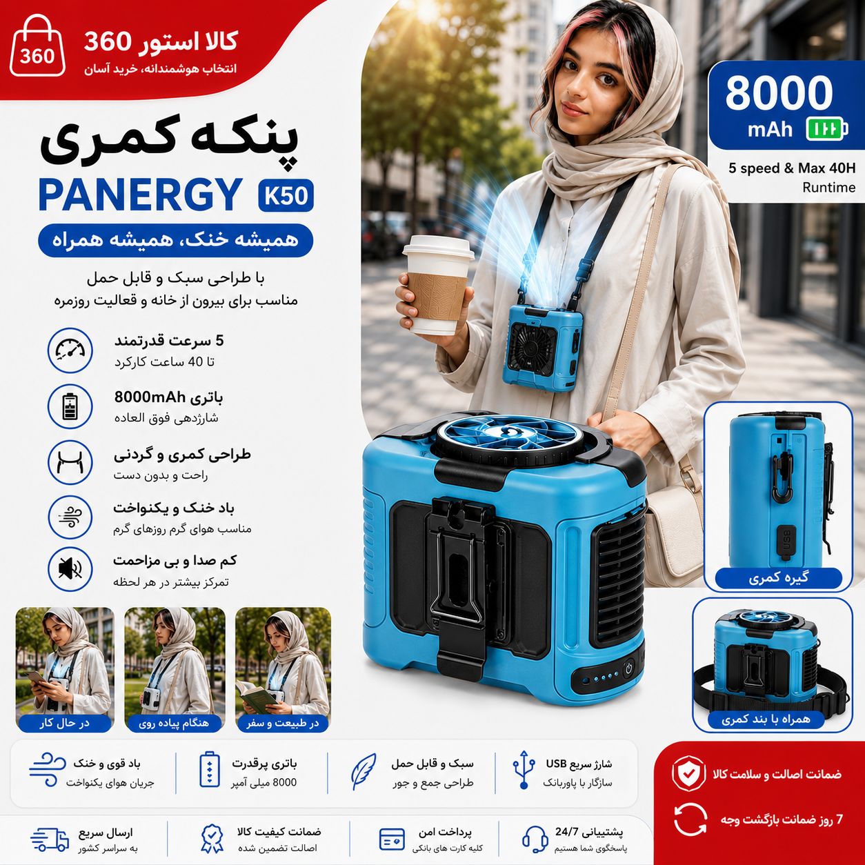 پنکه کمری و پوشیدنی PANERGY مدل K50